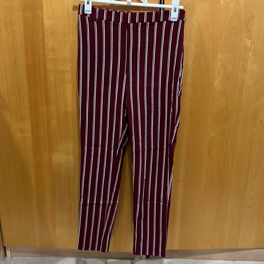 COPY - Forever 21 Harper Pant- Burgundy & White Striped
